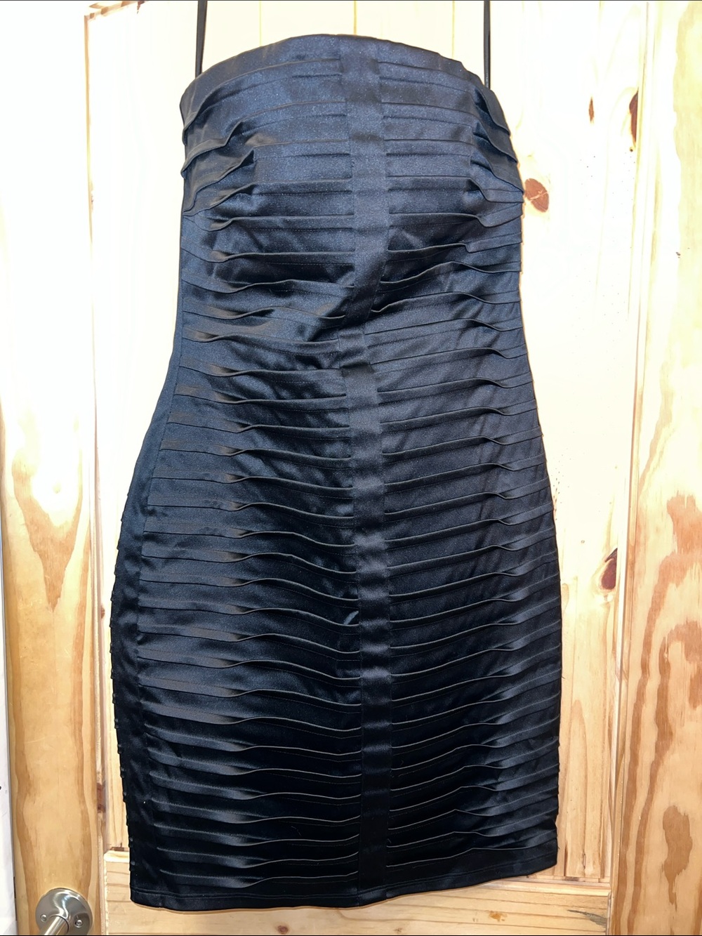 Calvin Klein Black Strapless Pleated Bandage Dress